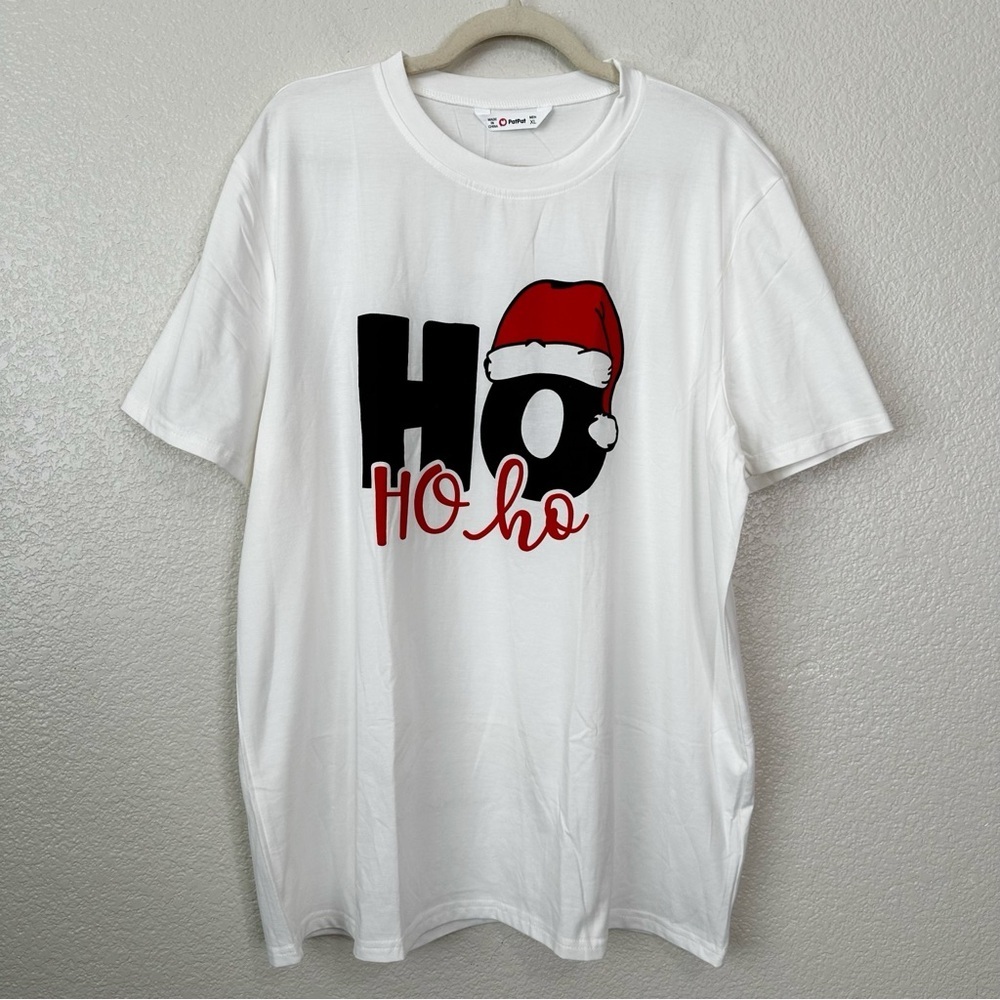 NWT PatPat White Christmas Ho Ho Ho Crewneck Mens Tee, Size XL